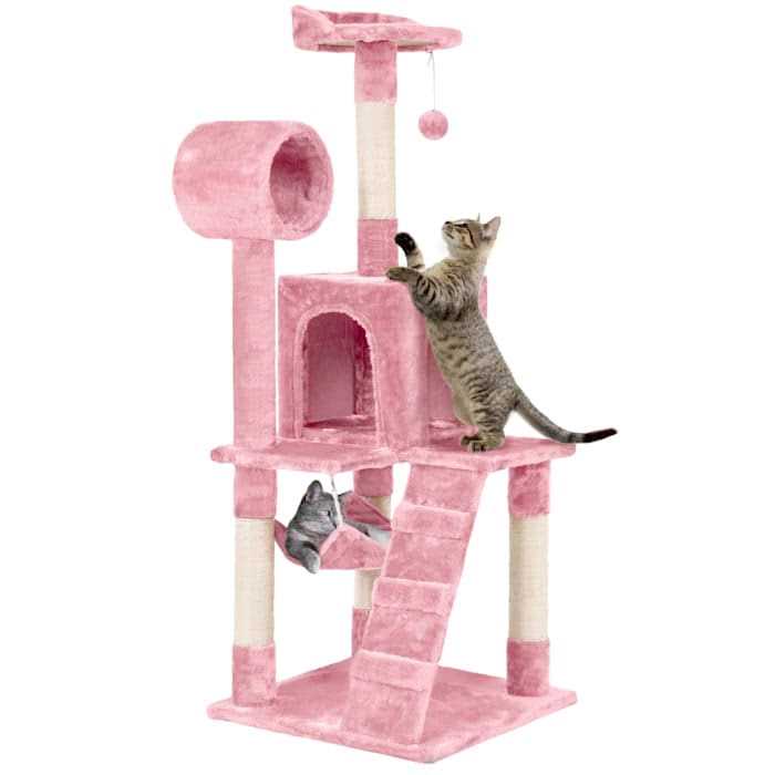 Plush Cat Tree Condo with Hammock Tunnel S134428