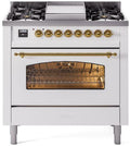 White Dual Fuel Propane Gas Range with Brass Trim I9642