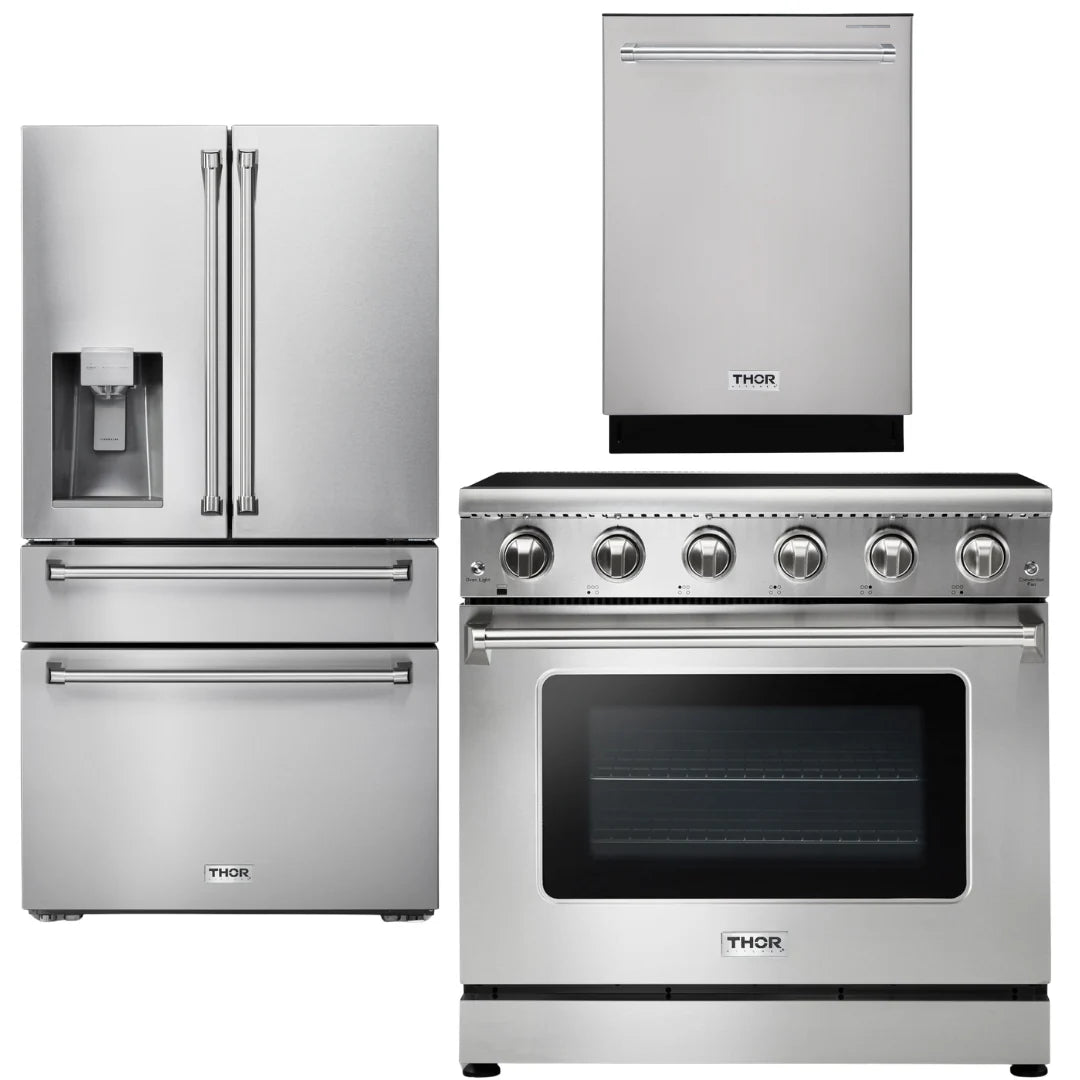 36 Electric Range, Refrigerator with Water and Ice Dispenser, Dishwasher M370478