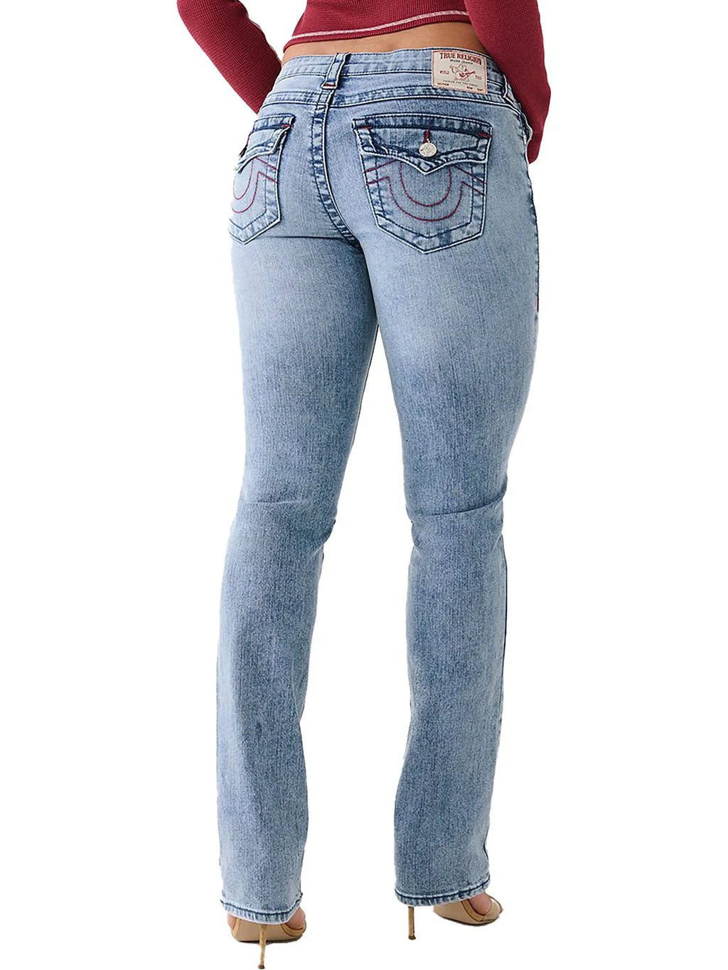 Womens Mid-Rise Stretch Straight Leg Jeans J73749