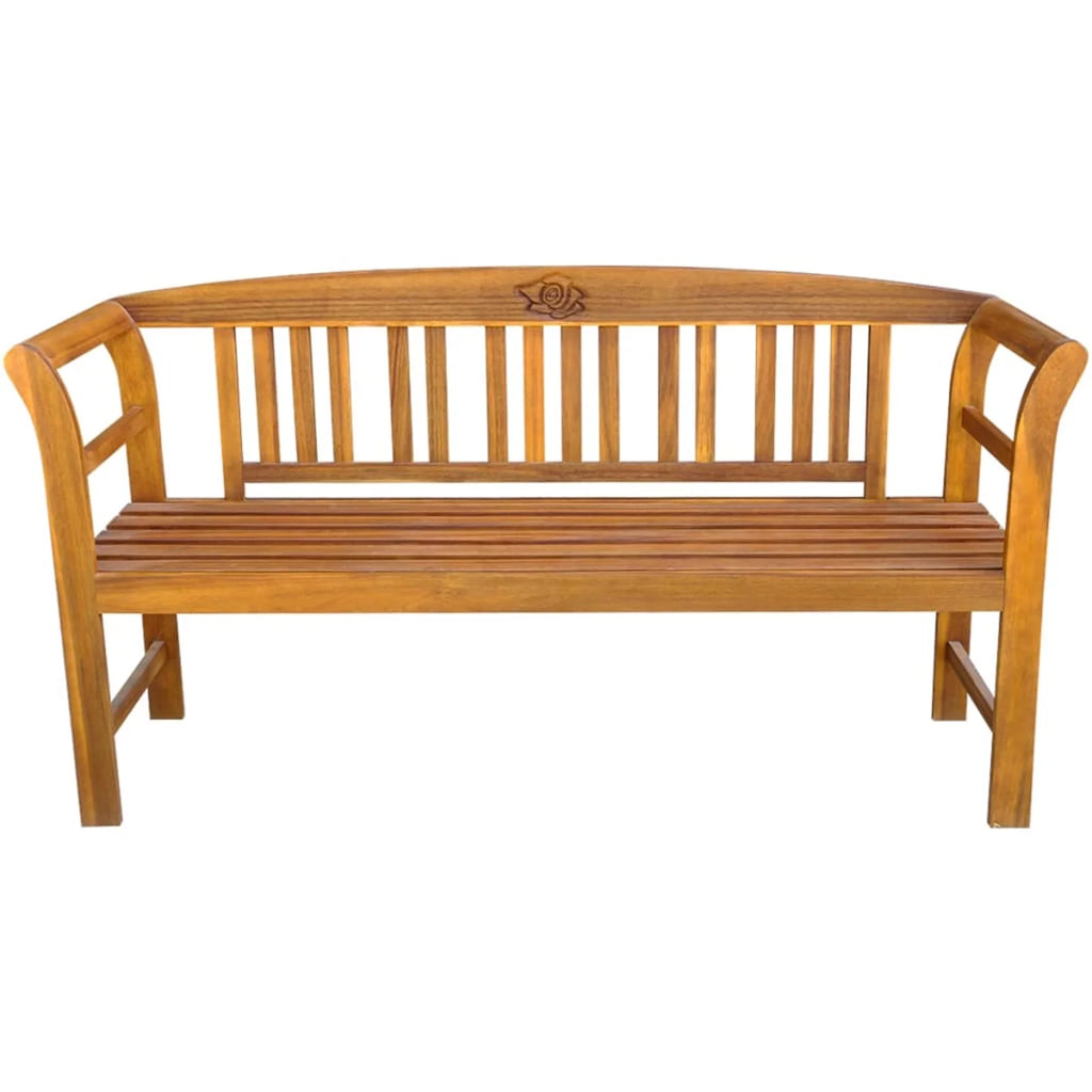 Acacia Wood Garden Bench with Red Seat Cushion A733599