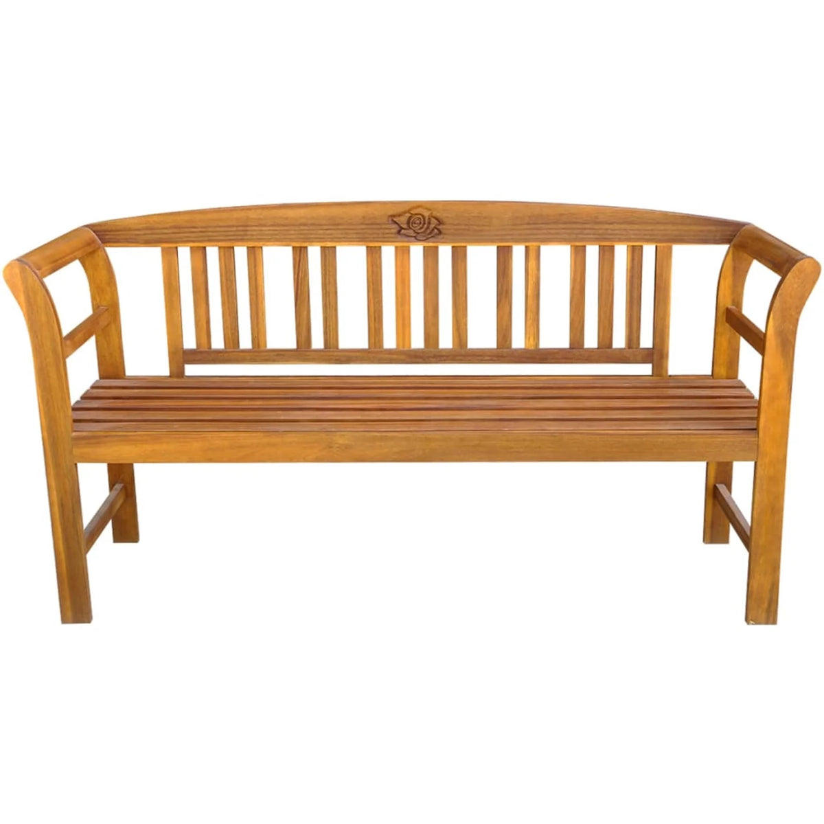 Acacia Wood Garden Bench with Red Seat Cushion A733599