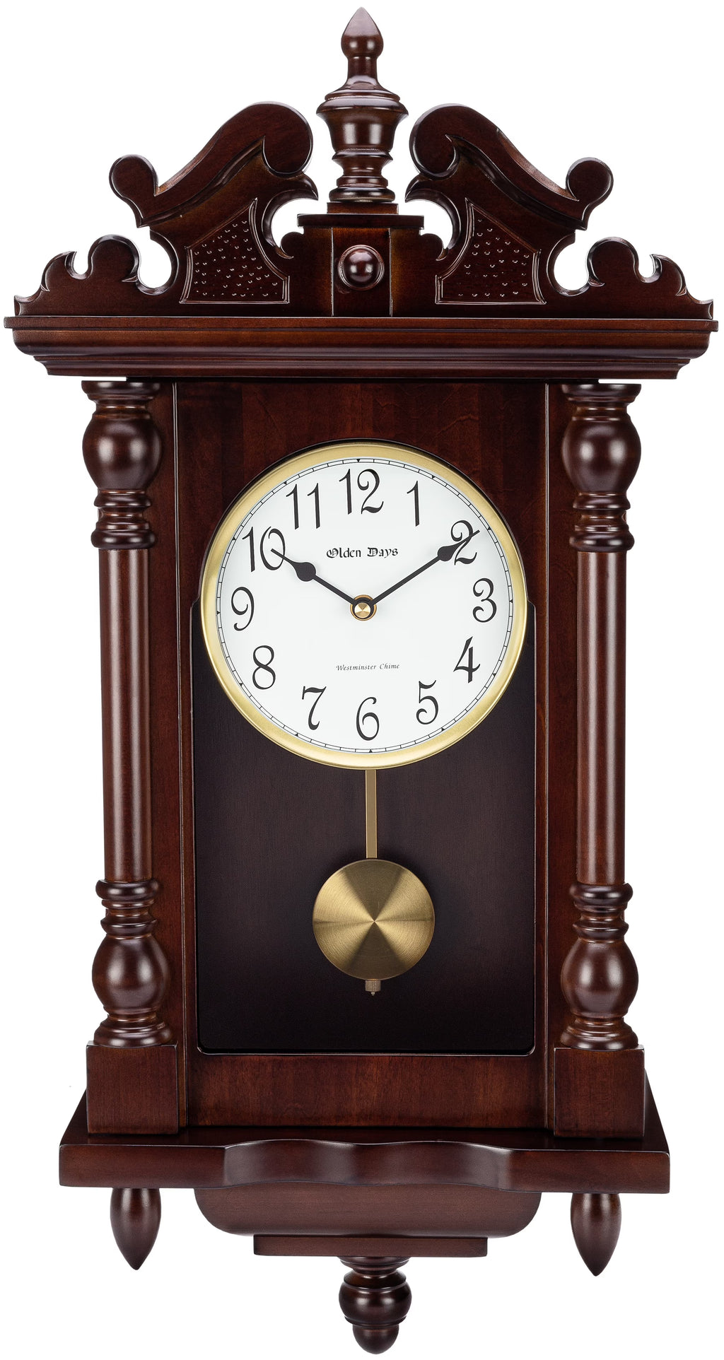 Antique Vintage Wall Clock with Real Wood, Swinging Pendulum, 22" Large B54140