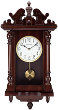 Antique Vintage Wall Clock with Real Wood, Swinging Pendulum, 22" Large B54140