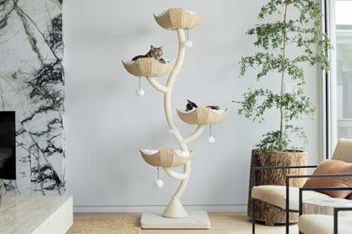 73" Tall Modern Cat Tree Scratching Tower B9948