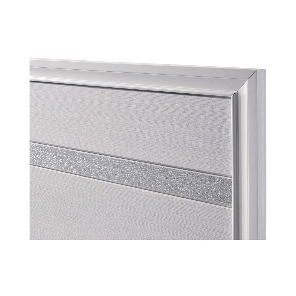 White Eastern King Bed with Silver Accents F3199