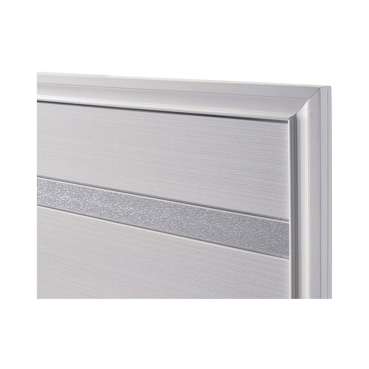 White Eastern King Bed with Silver Accents F3199