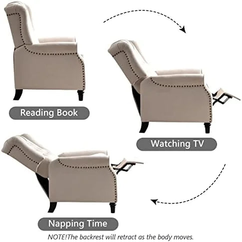 White Fabric Push Back Recliner Chair Y511