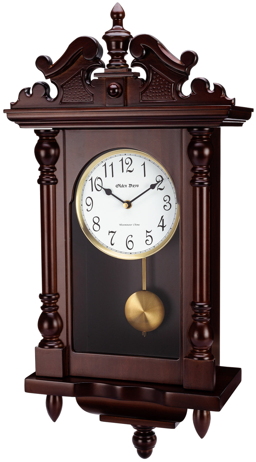 Antique Vintage Wall Clock with Real Wood, Swinging Pendulum, 22" Large B54140