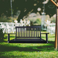 Black Wood Porch Swing with Armrests and Hanging Chains Z164094
