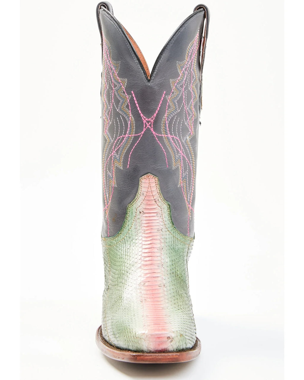 Green Watersnake Skin Western Boot Square Toe 9 M A48666