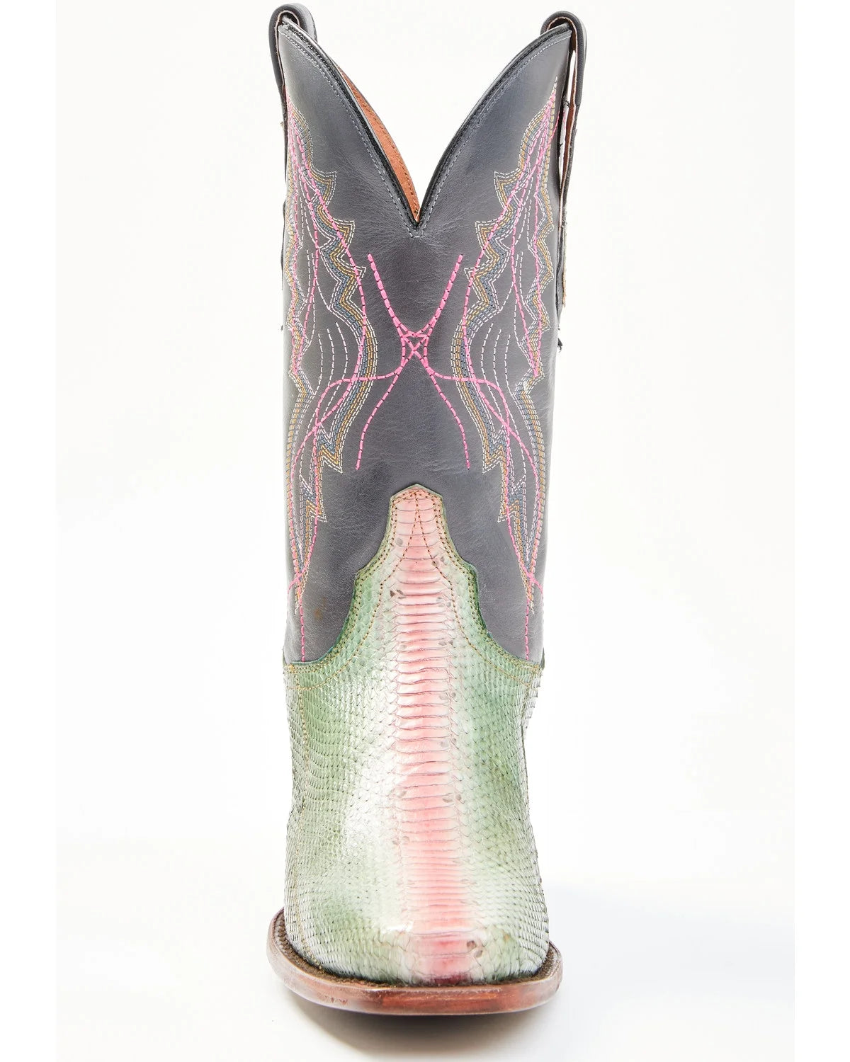 Green Watersnake Skin Western Boot Square Toe 9 M A48666