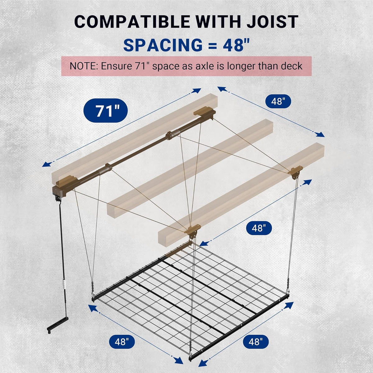 4x4 Ft Overhead Garage Storage Rack, Satin Black U49489
