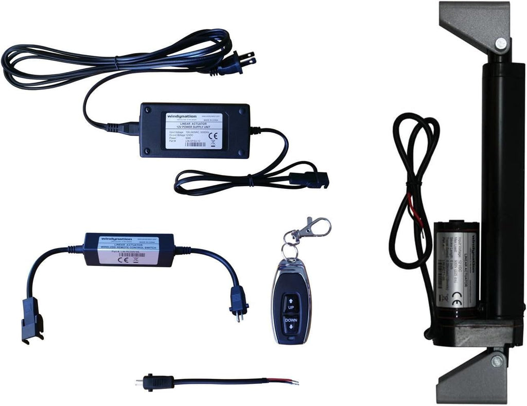 12 Volt 225 lbs Linear Actuator with AC to 12 VDC Power Supply and Mounting Brackets O947904