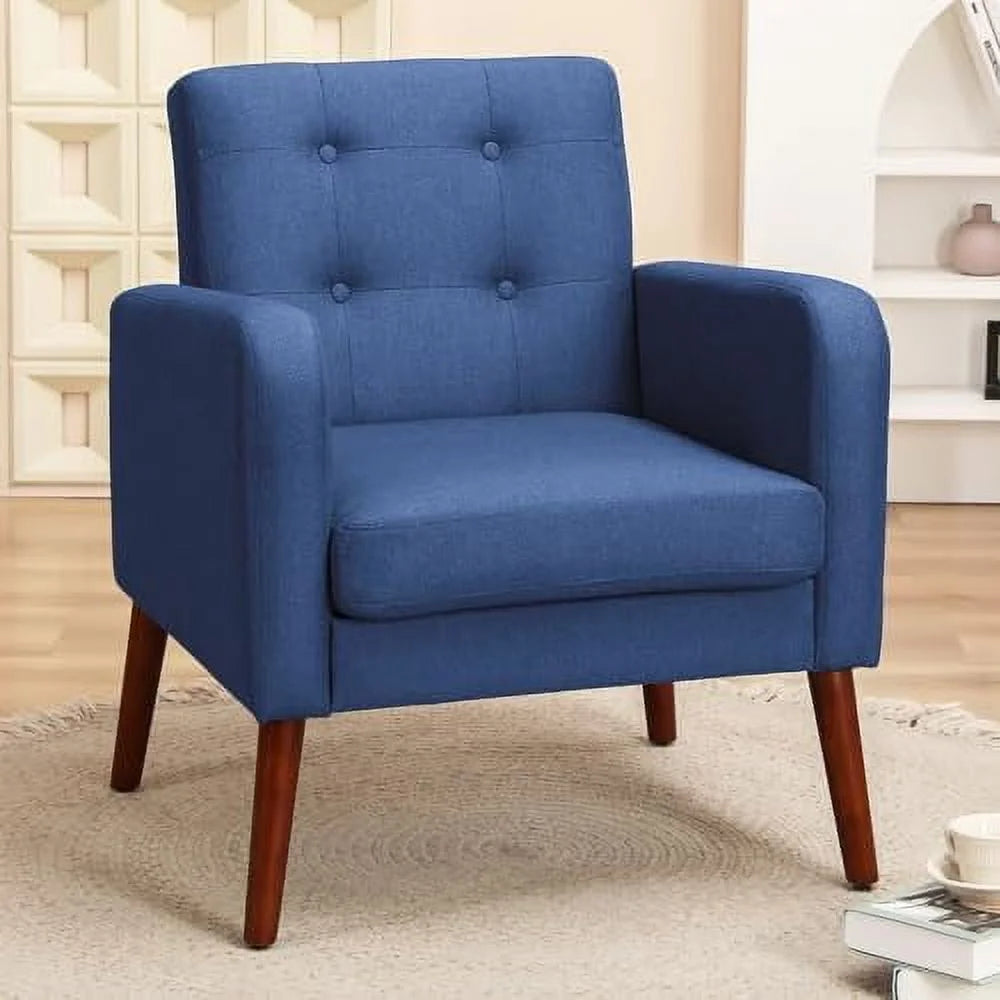 Leather Accent Chair with Solid Wood Legs I65760