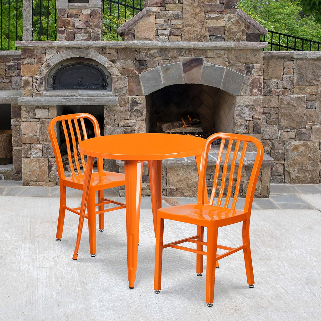 30 Round White Metal Indoor-Outdoor Table Set with 2 Chairs U285