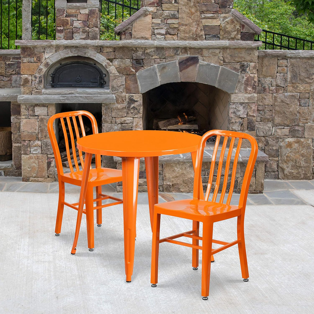 30 Round White Metal Indoor-Outdoor Table Set with 2 Chairs U285
