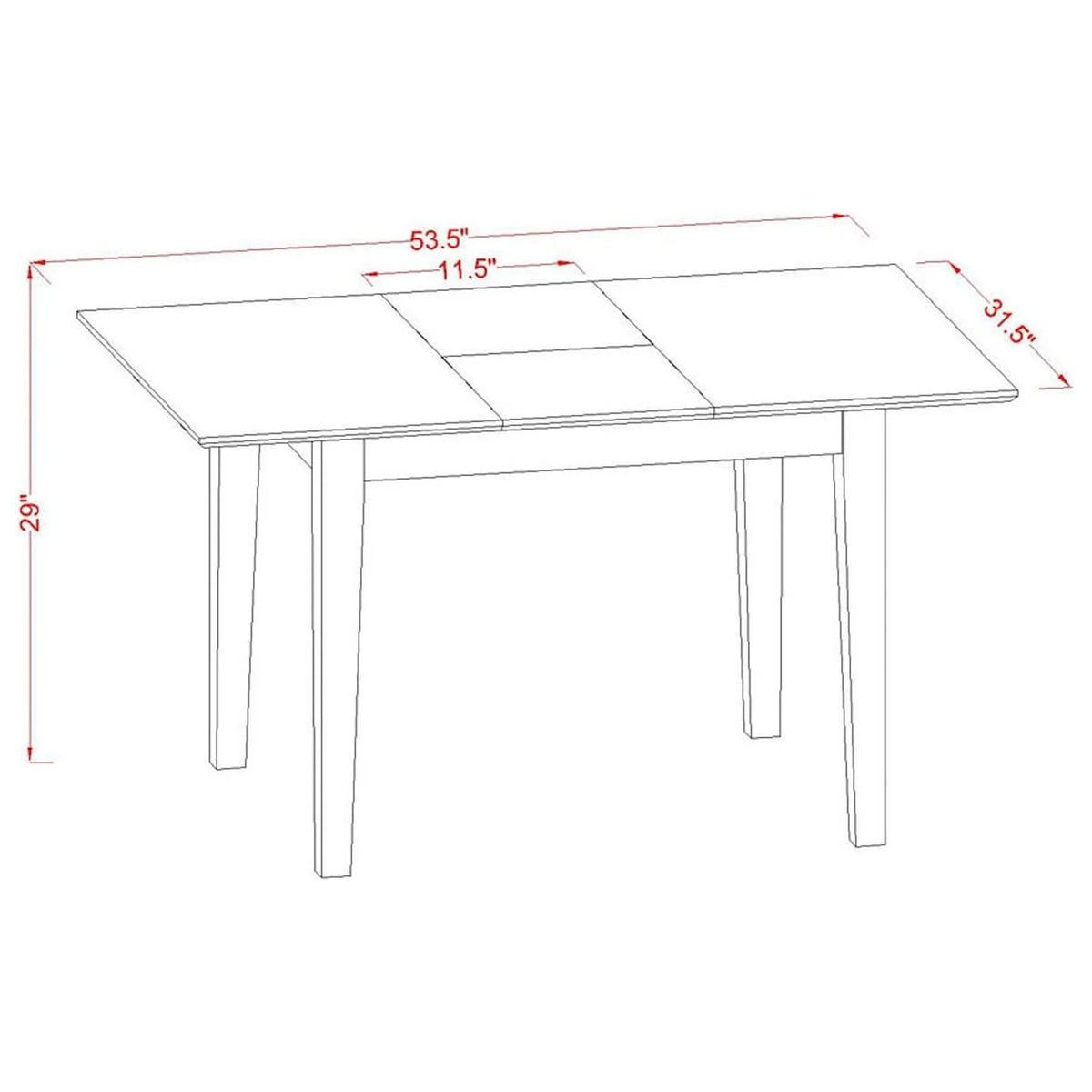 5-Piece Wood Dinette Set with 4 Chairs and Butterfly Leaf Table V445182