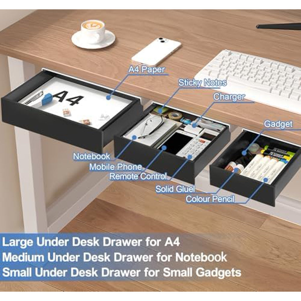 3 Pack Slide Out Desk Drawers, Black W690281