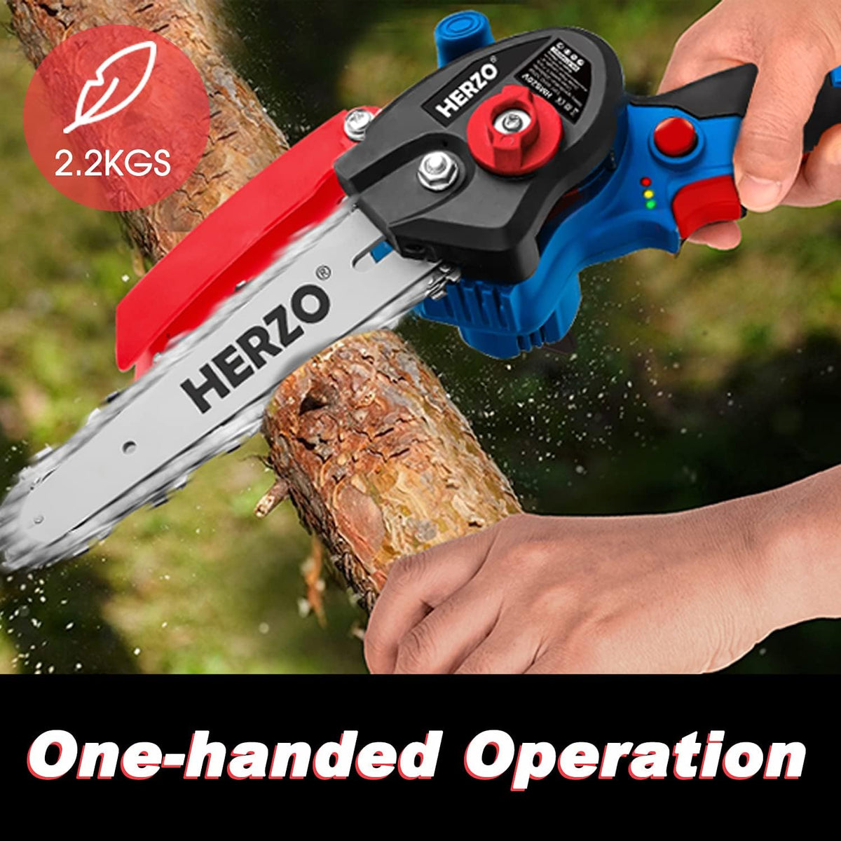 Mini Cordless Chainsaw with 2Pcs Batteries and 2Pcs Chain, 6 Inch One-Hand Electric Power Chainsaw, 20V 2000MAh Rechargeable Battery Operated I3997