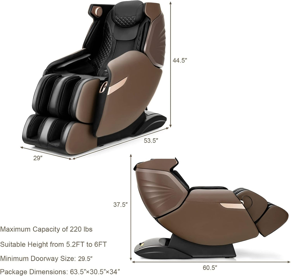 3D Electric Zero Gravity Shiatsu Massage Recliner Chair with SL Track W906417