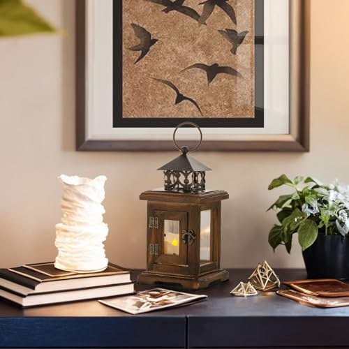Brown Wooden Candle Holder Lantern F13998