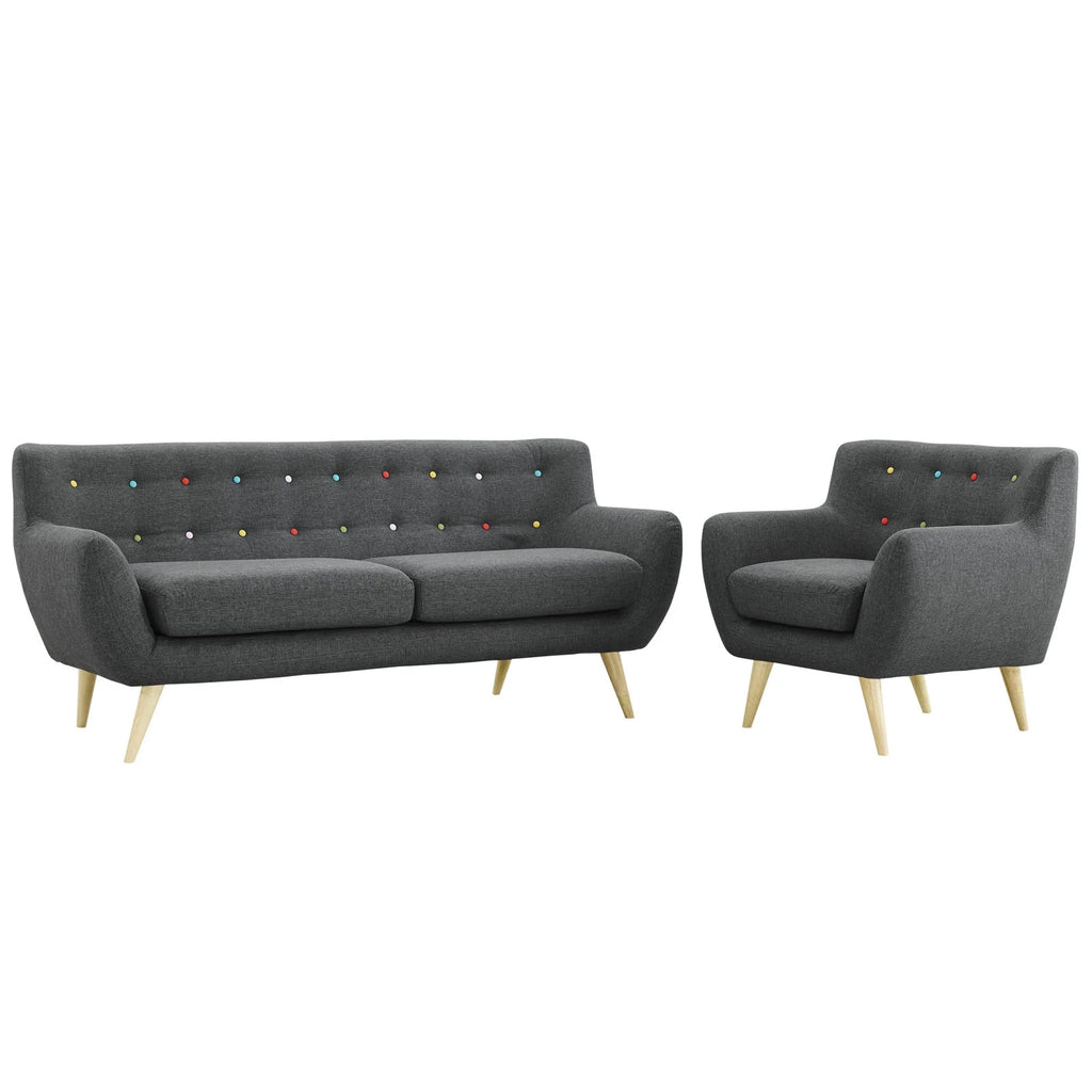 Grey Fabric Plywood Two PCS Living Room Set W389
