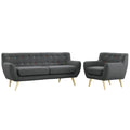 Grey Fabric Plywood Two PCS Living Room Set W389