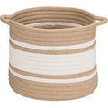Sand Brown and White Braided Storage Basket C473523