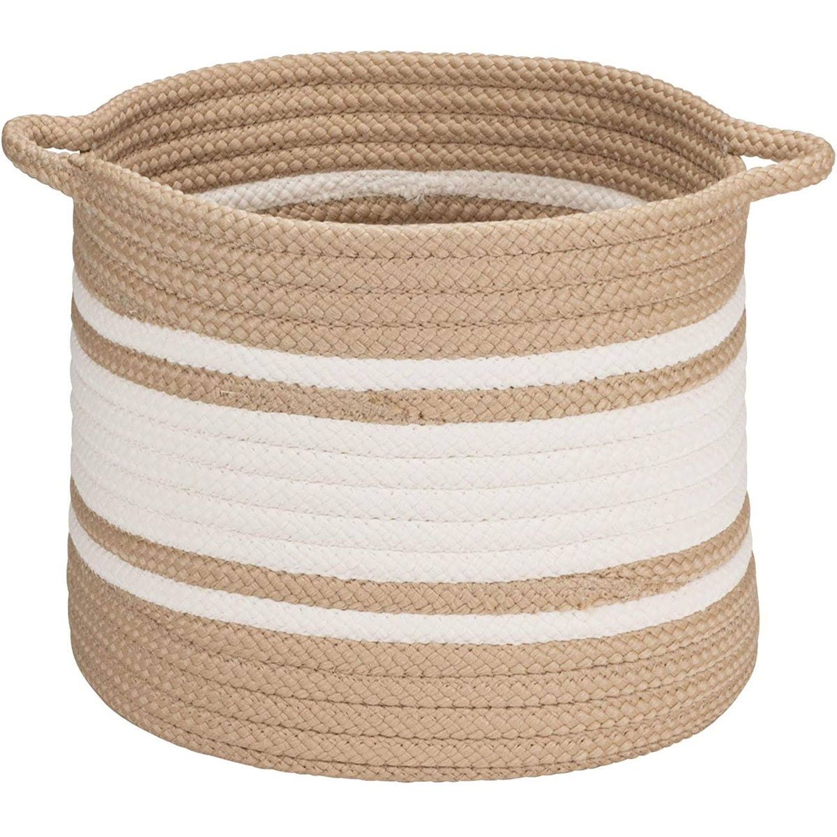 Sand Brown and White Braided Storage Basket C473523