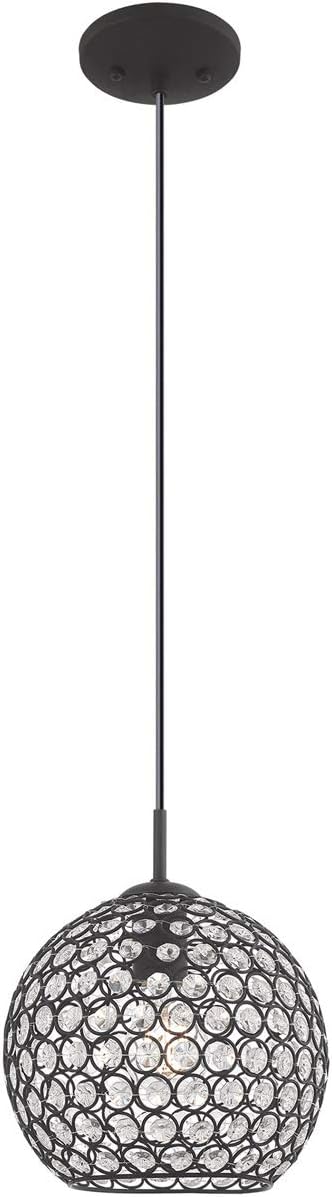 Black Finish Mini Pendant with Clear Crystal H454