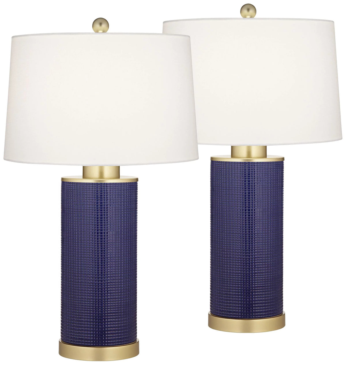 24 1/2" High Gold Textured Blue Ceramic Table Lamps Set of 2 M350854