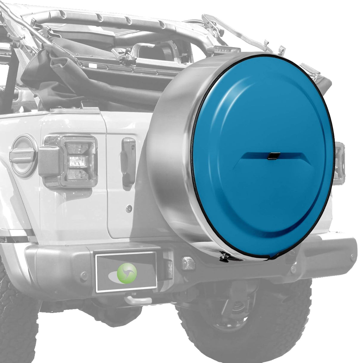 Hard JL Tire Cover 255/70R18 Painted Plastic Face Polished Stainless Ring P8450