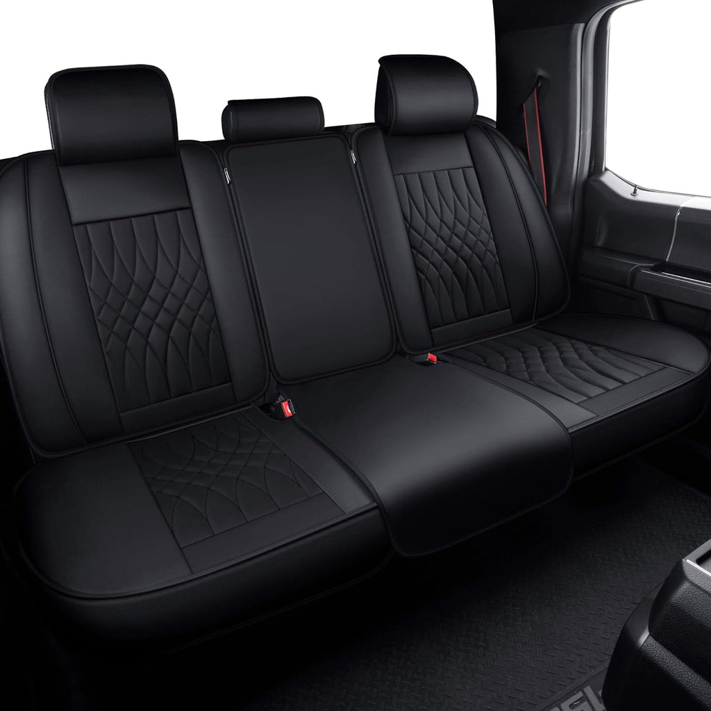 Front and Back Seat Covers Faux Leather Black & Red Full Set Y8628