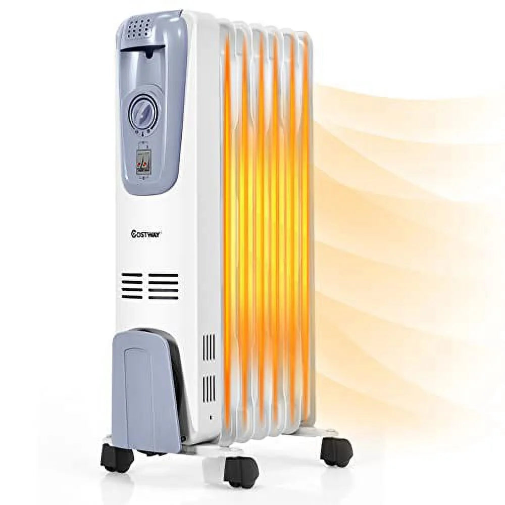 1500W Oil-Filled Radiator Heater with Adjustable Thermostat, 7 Fins G84710