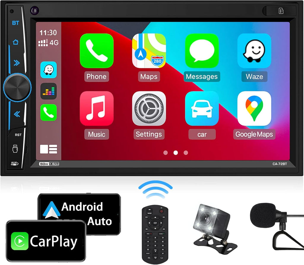 Double Din 7 Inch Touchscreen Car Stereo with Backup Camera H217838