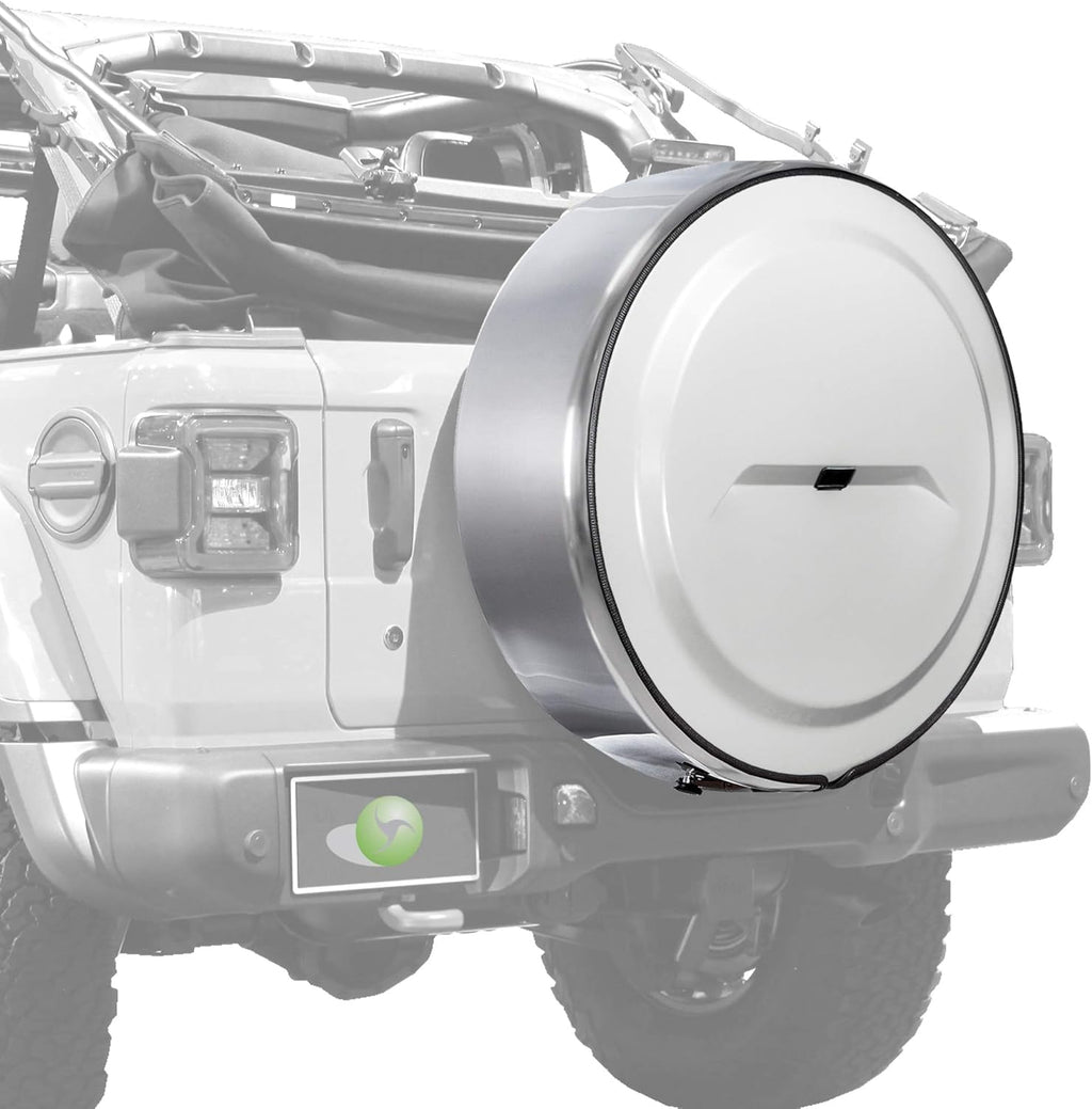 Hard JL Tire Cover 255/70R18 Painted Plastic Face Polished Stainless Ring P8450