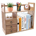 Bamboo Desktop Bookshelf with 3 Drawers (Nut-Brown) T889996