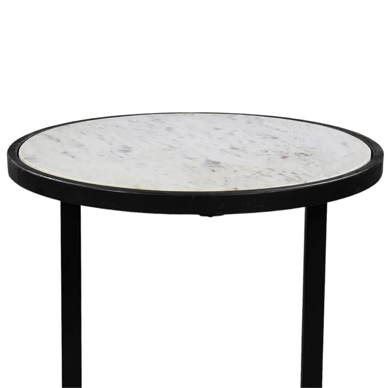 Round White Marble Top End Table L931