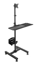 Black Mobile Cart with Monitor Mount and CPU Holder E2800
