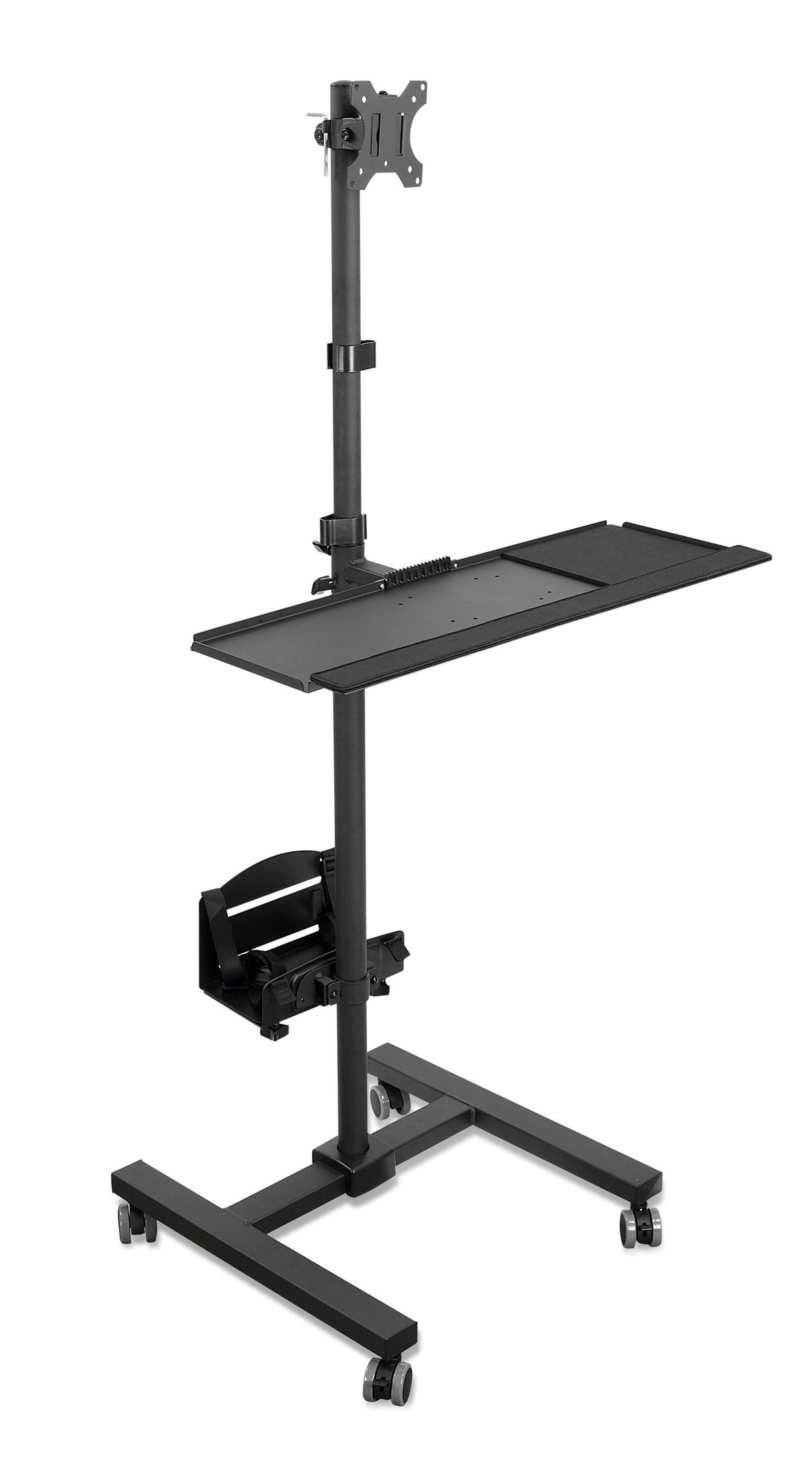 Black Mobile Cart with Monitor Mount and CPU Holder E2800