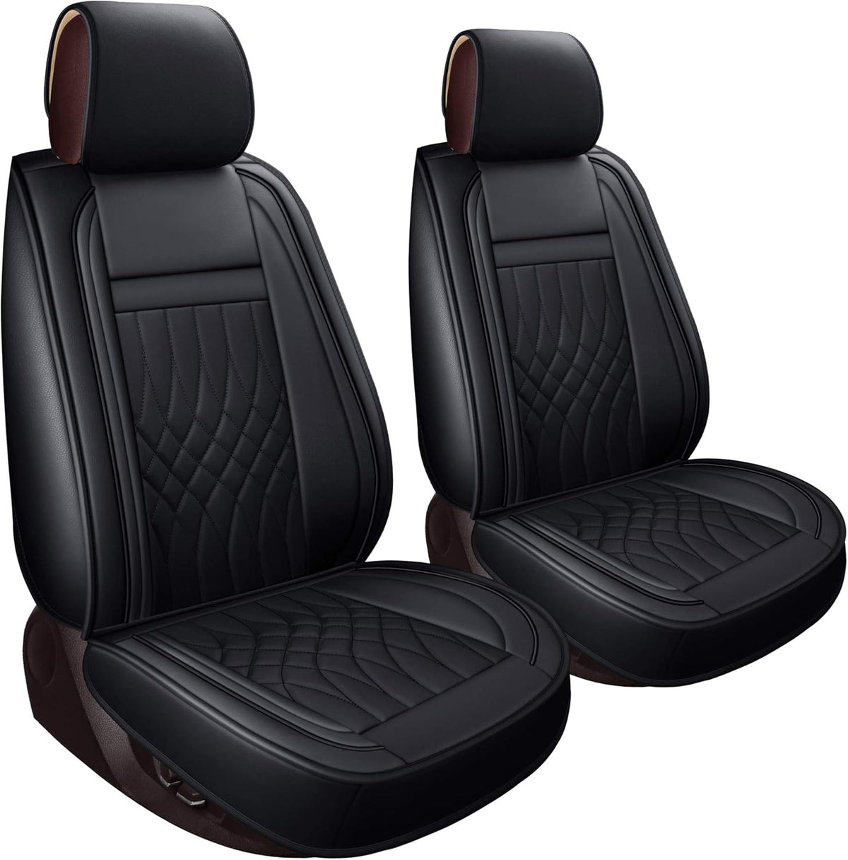Front and Back Seat Covers Faux Leather Black & Red Full Set Y8628
