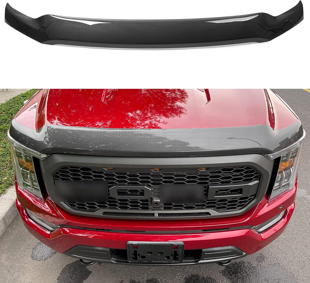 Glossy Carbon Fiber Hood Deflector for Ford F150 T190