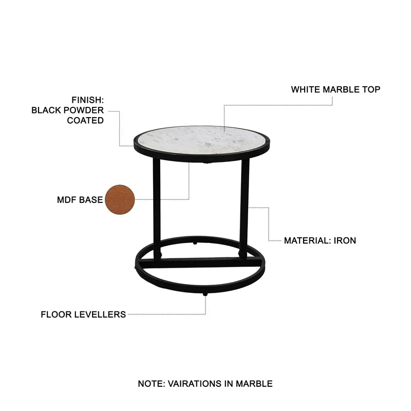Round White Marble Top End Table L931