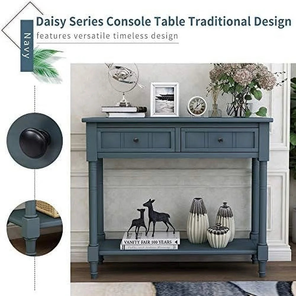 Narrow 2 Drawer Wood Console Table T8770