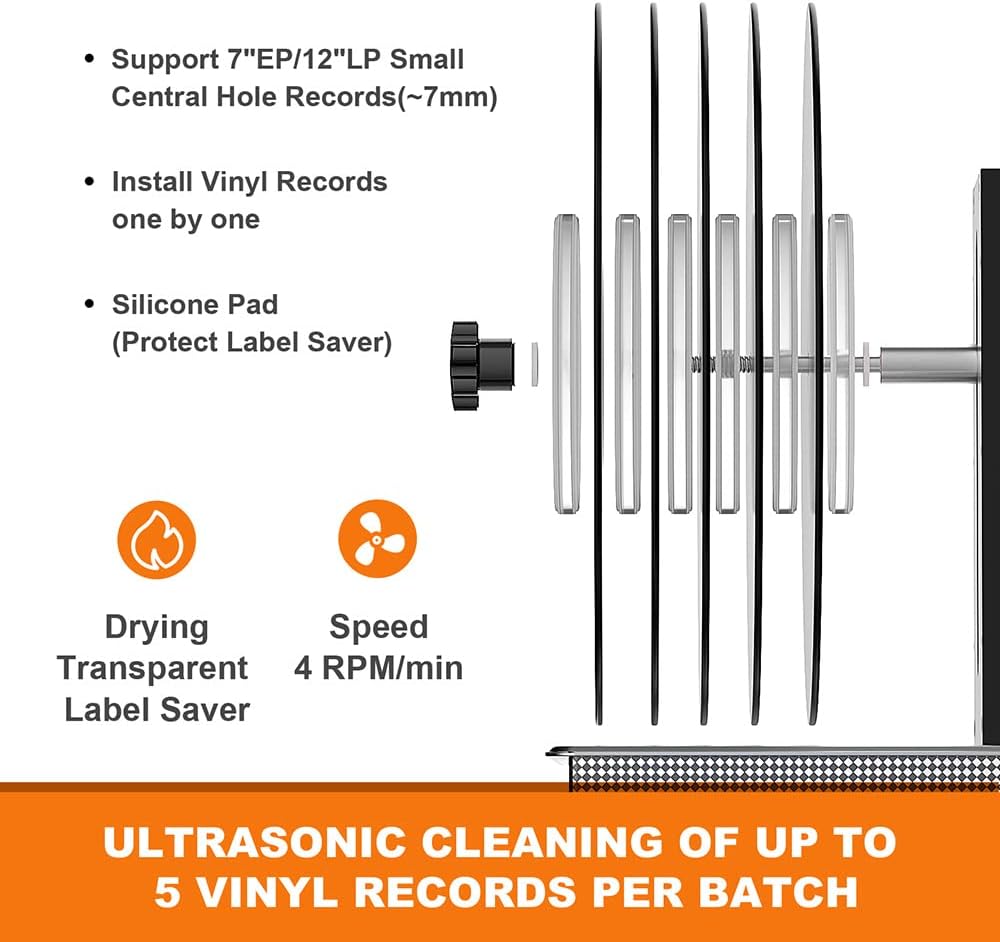 Vinyl Record Ultrasonic Cleaner with Records Bracket L941