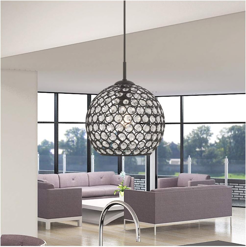 Black Finish Mini Pendant with Clear Crystal H454