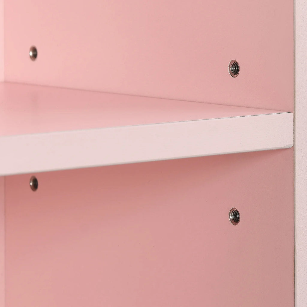 Pink 8-tier Wooden Bookshelf with Adjustable Shelves Q785626
