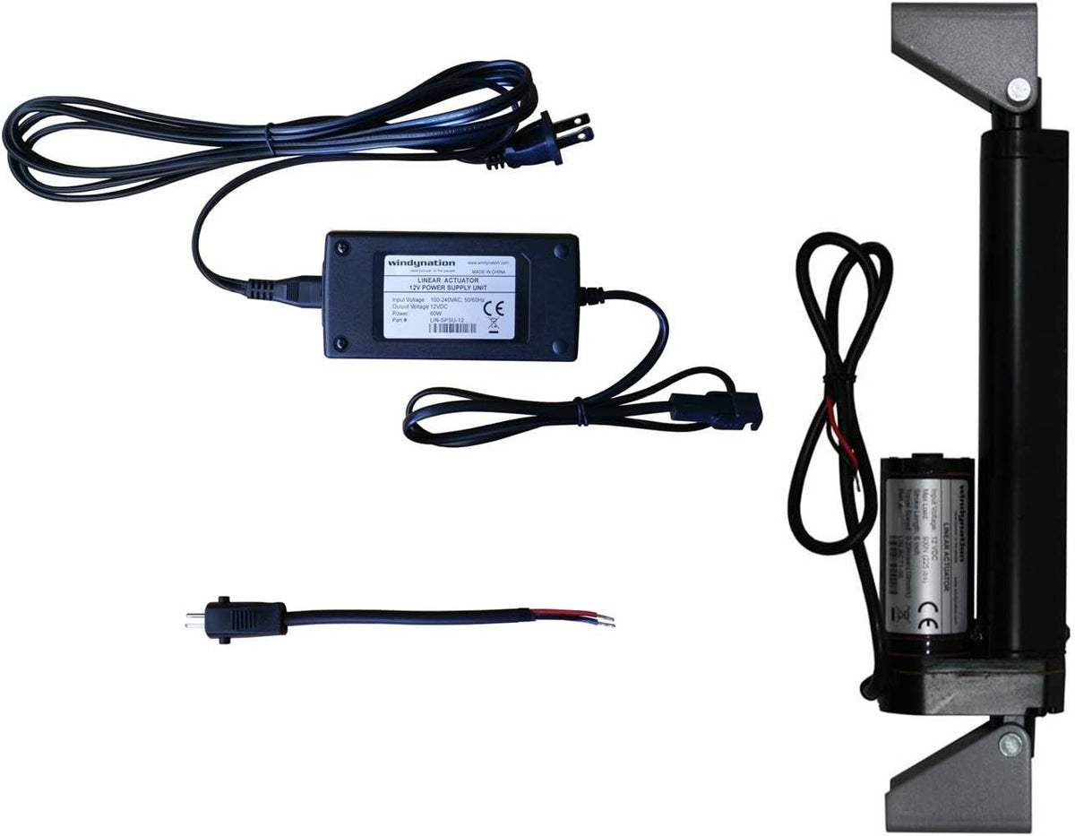 12 Volt 225 lbs Linear Actuator with AC to 12 VDC Power Supply and Mounting Brackets O947904