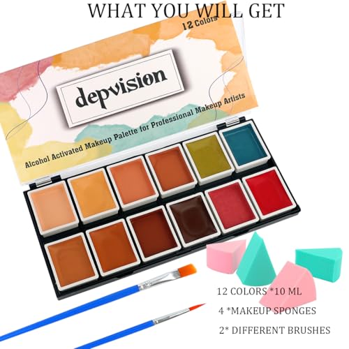 12 Color Alcohol Activated Face Paint Makeup Palette X4162